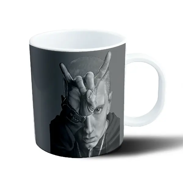 Taza de Plástico Eminem Retrato en Blanco y Negro