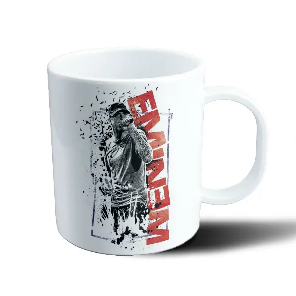 Taza de Plástico Eminem Rapero con Micrófono y Logo Rojo