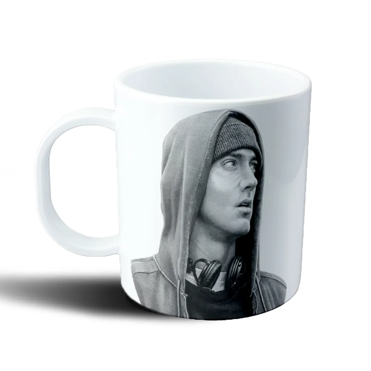 Taza de Plástico Eminem Retrato Blanco y Negro Capucha - vista 2