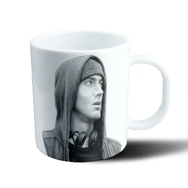 Taza de Plástico Eminem Retrato Blanco y Negro Capucha