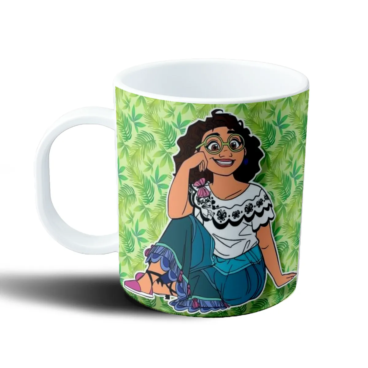 Taza de Plástico Encanto Mirabel con Lentes sobre Fondo Tropical - vista 2