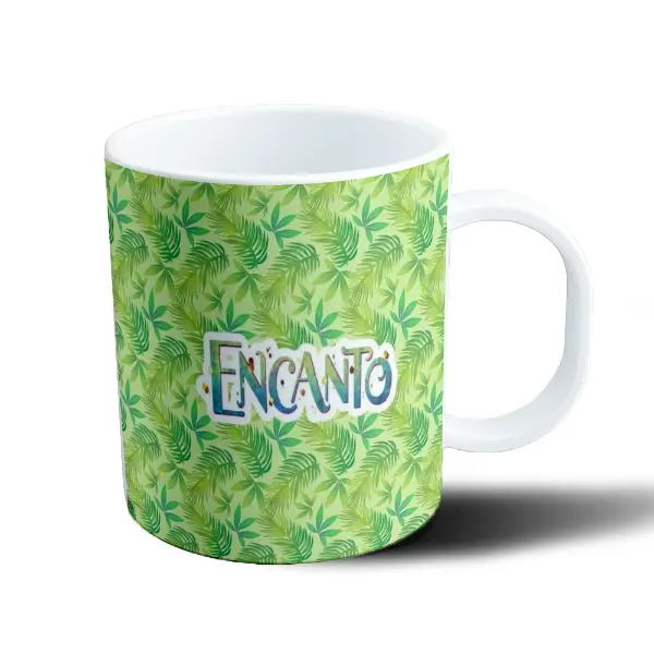 Taza de Plástico Encanto Mirabel con Lentes sobre Fondo Tropical