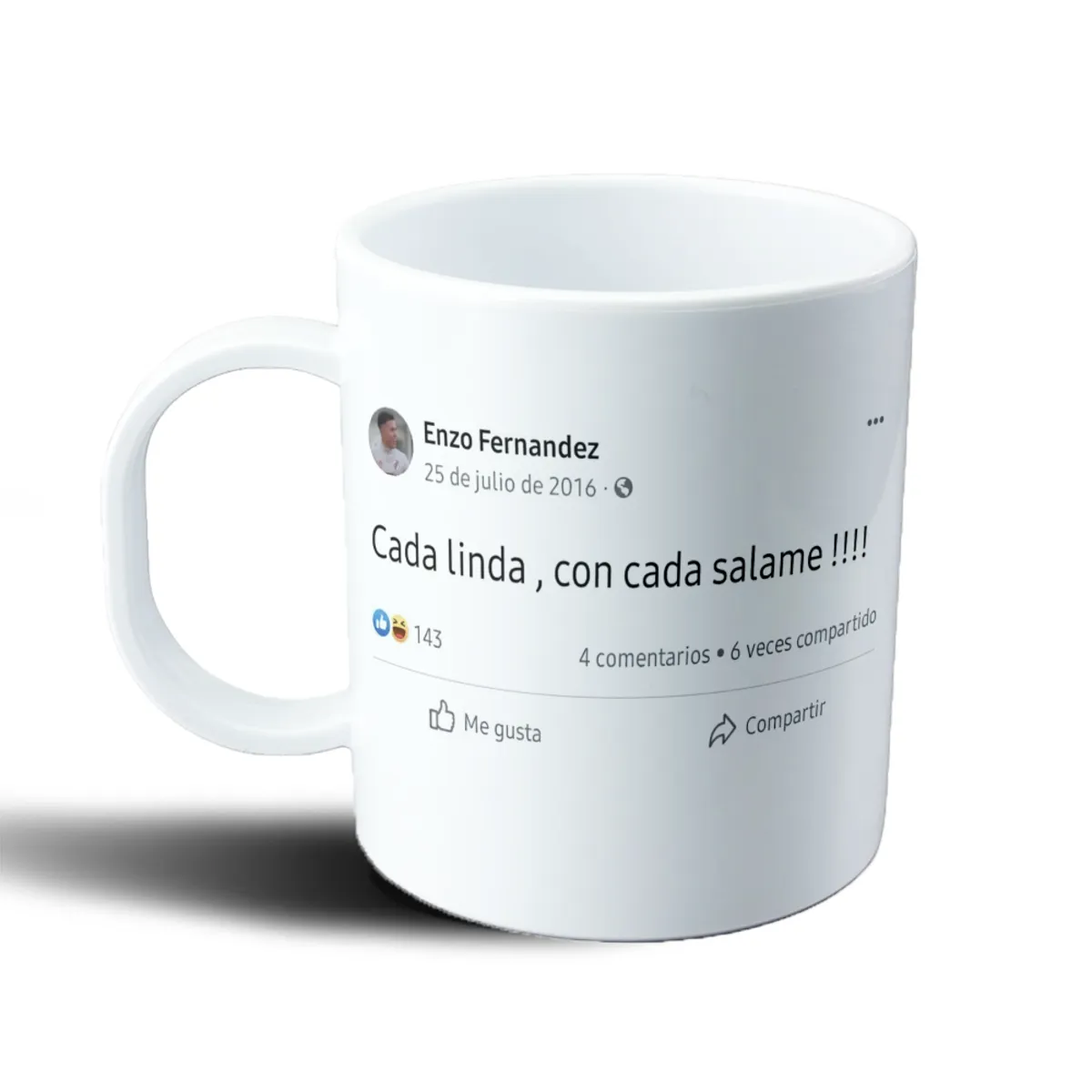 Taza de Plástico Enzo Fernández Post Cada Linda con Cada Salame - vista 2