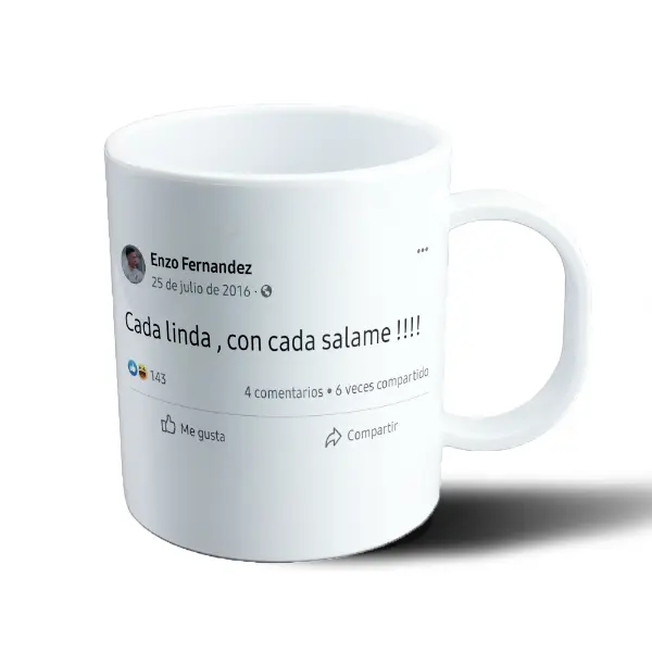 Taza de Plástico Enzo Fernández Post Cada Linda con Cada Salame