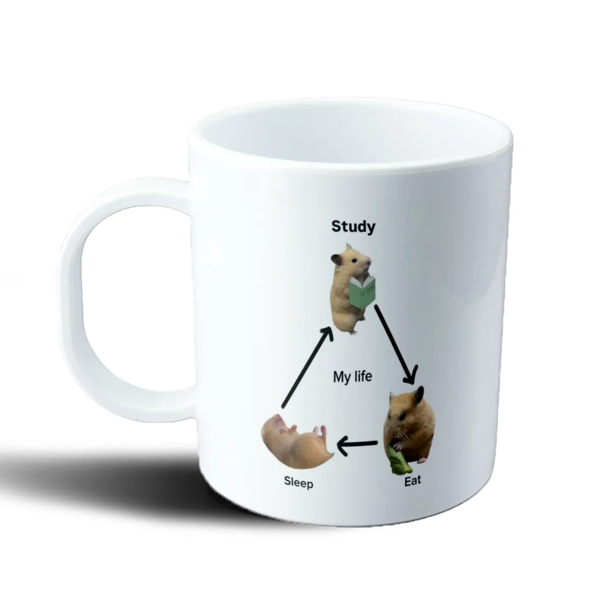 Taza de Plástico Hamster Study Eat Sleep My Life - vista 2