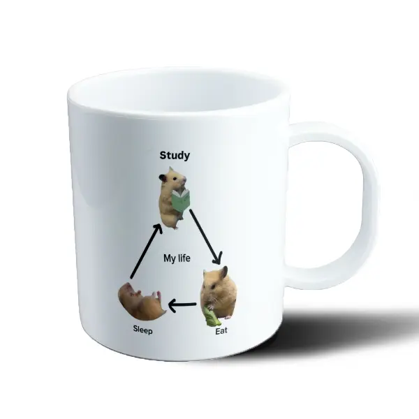 Taza de Plástico Hamster Study Eat Sleep My Life