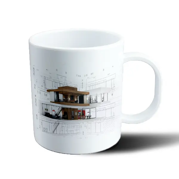 Taza de Plástico Arquitectura Casa Moderna Planos