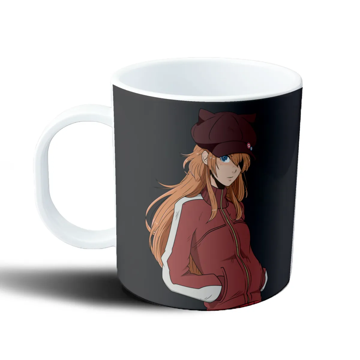 Taza de Plástico Evangelion Asuka Langley con gorra y campera roja - vista 2
