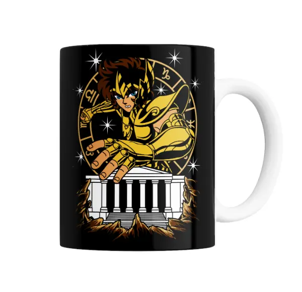 Taza de Cerámica Caballeros del Zodiaco Santo Dorado Templo