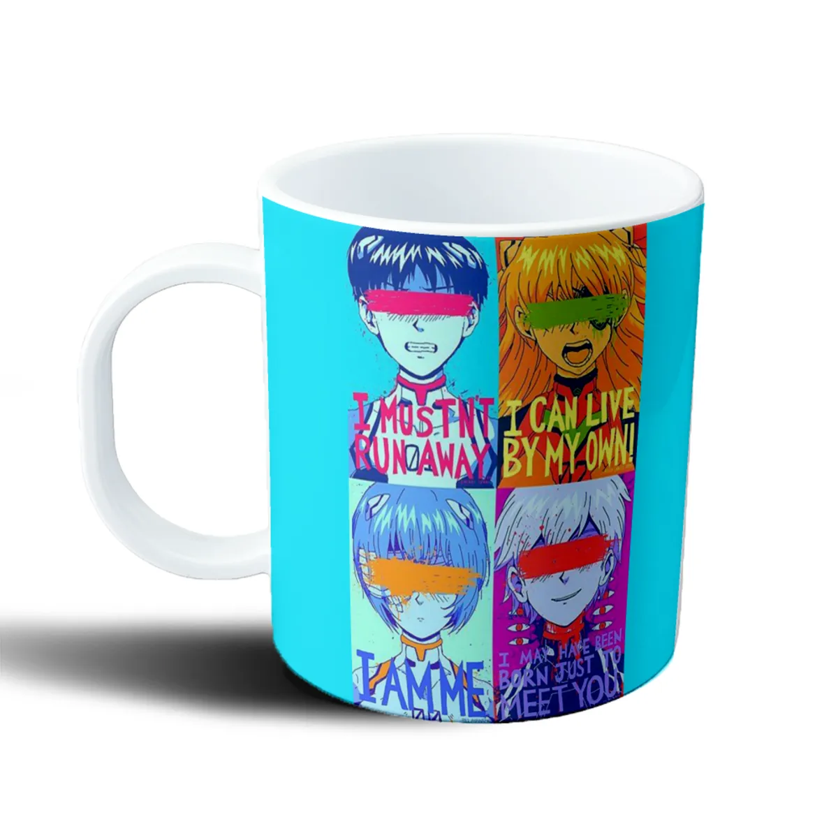 Taza de Plástico Evangelion Shinji Asuka Rei Kaworu Pop Art - vista 2