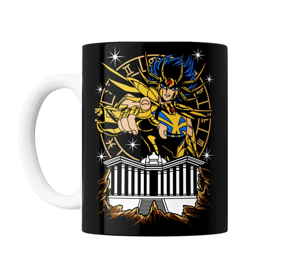 Taza de Cerámica Caballeros del Zodiaco Santo de Oro Templo Griego - vista 2