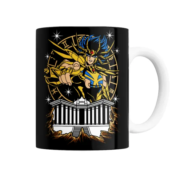 Taza de Cerámica Caballeros del Zodiaco Santo de Oro Templo Griego