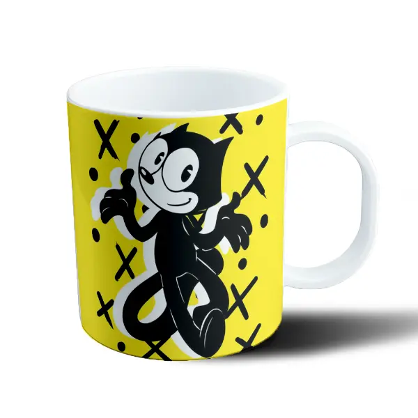 Taza de Plástico Felix el Gato Amarillo XO