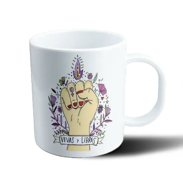 Taza de Plástico Vivas y Libres Puño Feminista