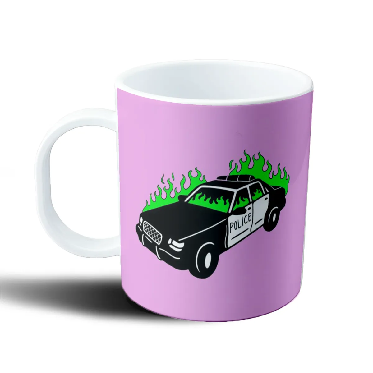 Taza de Plástico Feminismo Auto Policial en Llamas - vista 2