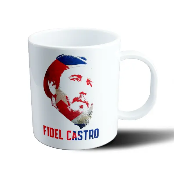 Taza de Plástico Fidel Castro Retrato Bandera Cuba