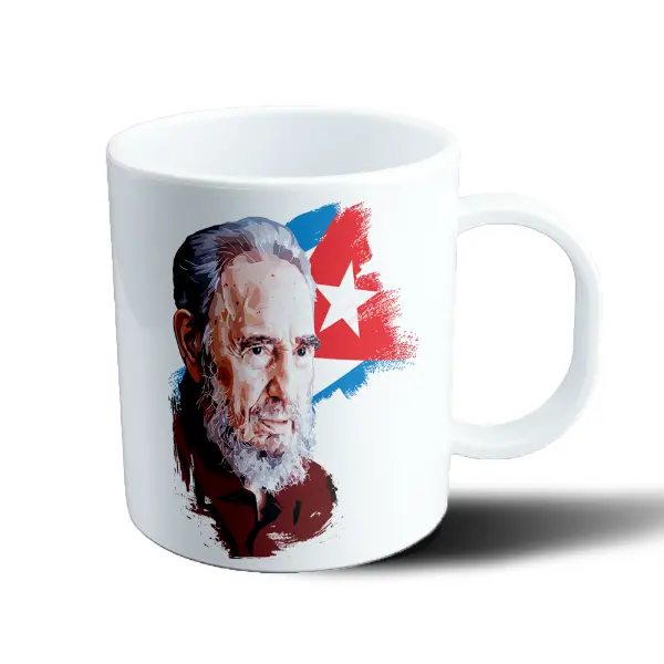 Taza de Plástico Fidel Castro Retrato con Bandera de Cuba