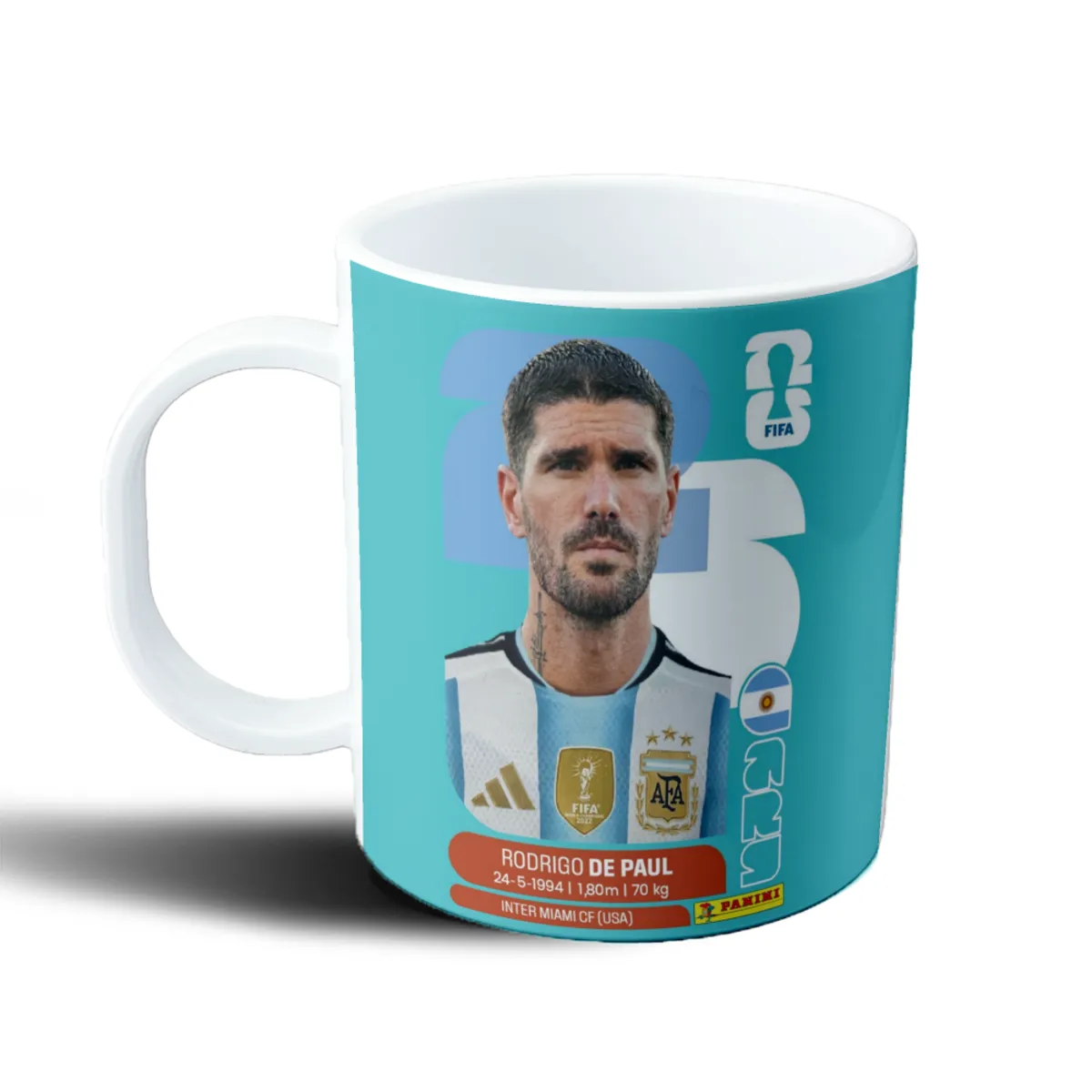 Taza de Plástico Argentina Rodrigo De Paul Figurita Mundial 2026 - vista 2