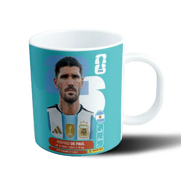 Taza de Plástico Argentina Rodrigo De Paul Figurita Mundial 2026