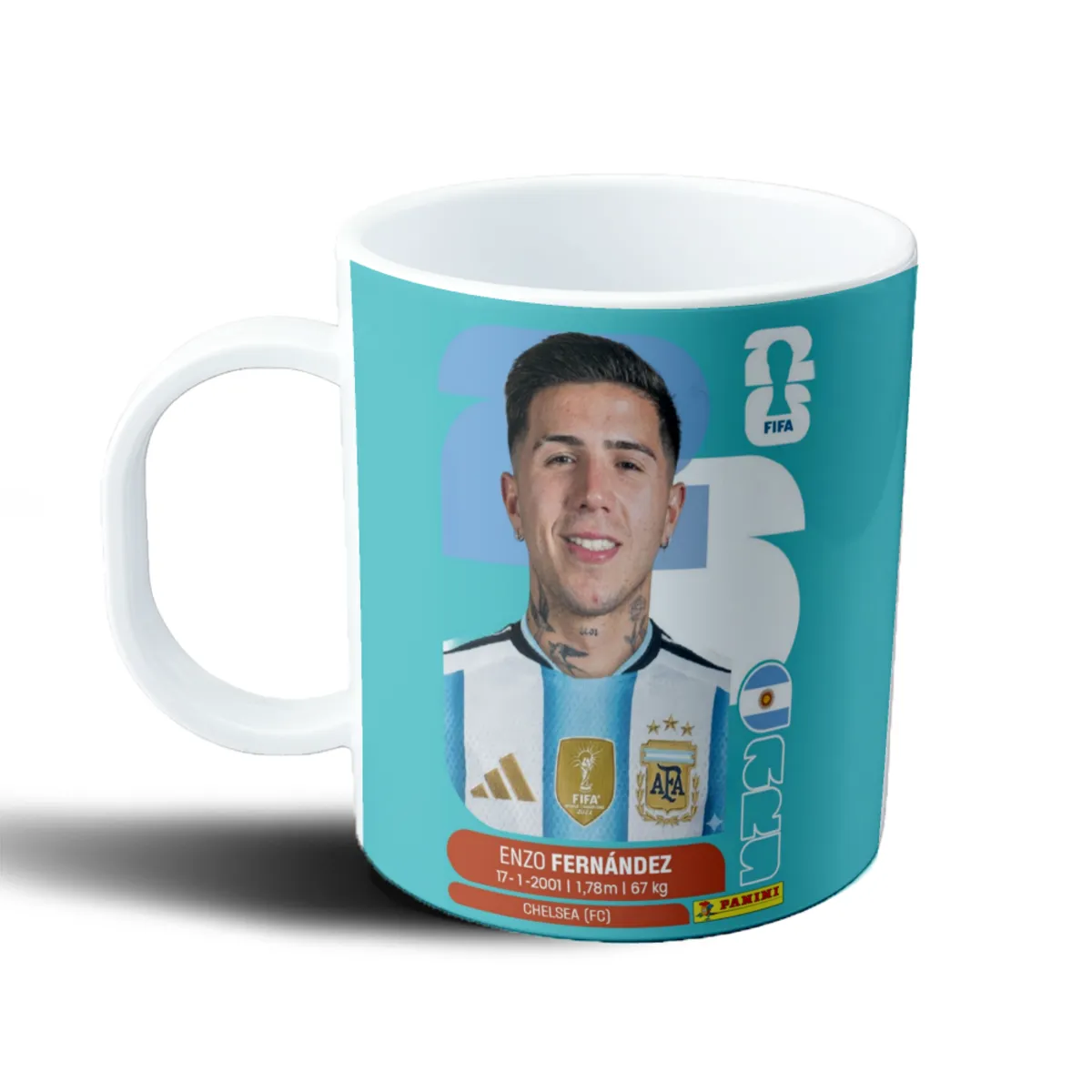 Taza de Plástico Figurita Enzo Fernandez Selección Argentina Mundial 2026 - vista 2