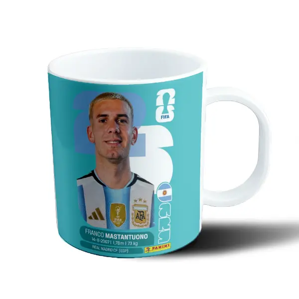 Taza de Plástico Franco Mastantuono Figurita Mundial 2026