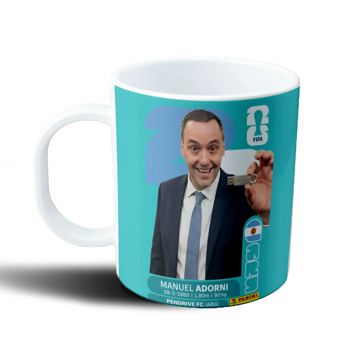 Taza de Plástico Figurita Mundial Meme Adorni Pendrive - vista 2