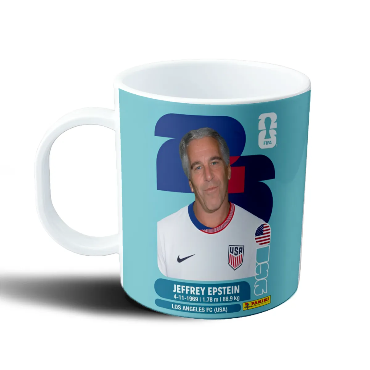 Taza de Plástico Figurita Mundial 2026 Meme Jeffrey Epstein - vista 2
