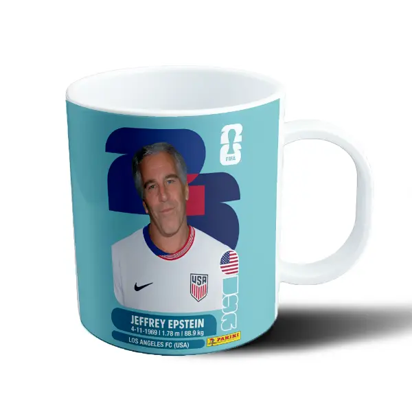Taza de Plástico Figurita Mundial 2026 Meme Jeffrey Epstein