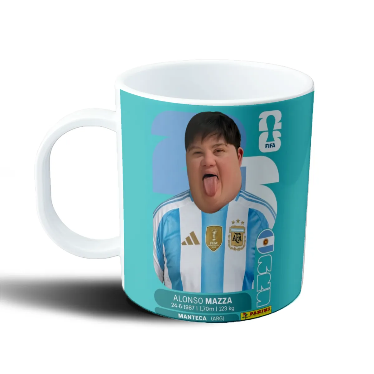 Taza de Plástico Figurita Mundial Meme Argentina Alonso Mazza - vista 2