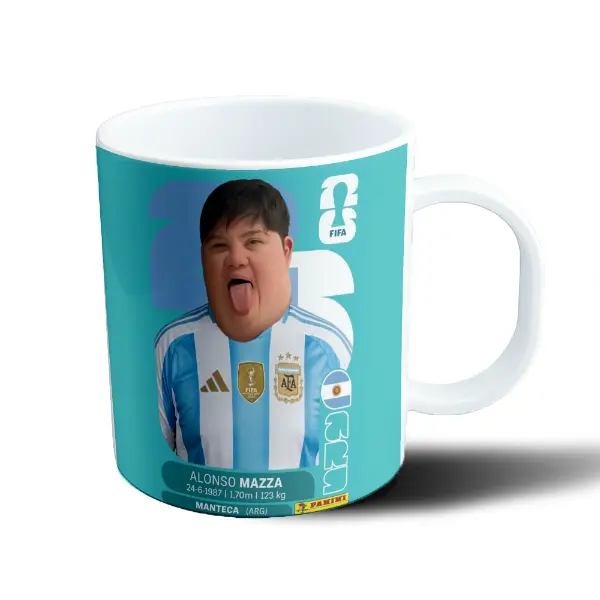 Taza de Plástico Figurita Mundial Meme Argentina Alonso Mazza