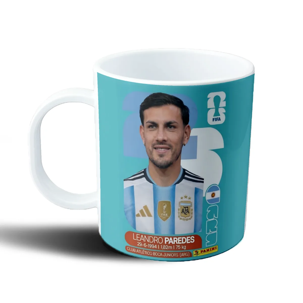 Taza de Plástico Leandro Paredes Figurita Mundial 2026 Argentina - vista 2