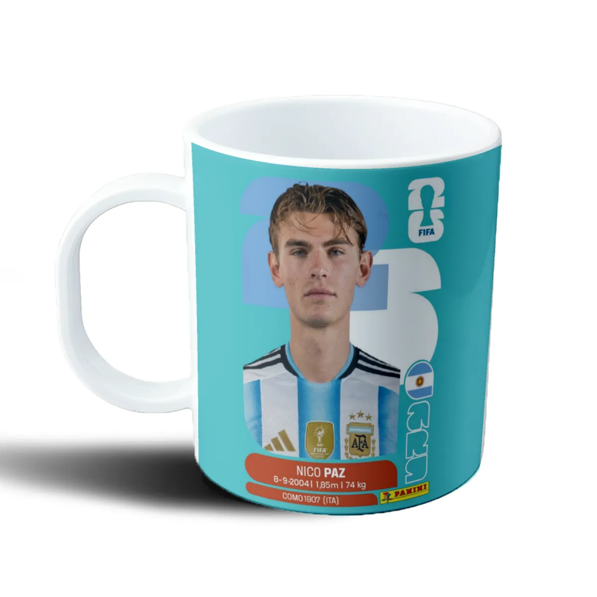Taza de Plástico Figurita Nico Paz Selección Argentina Mundial 2026 - vista 2