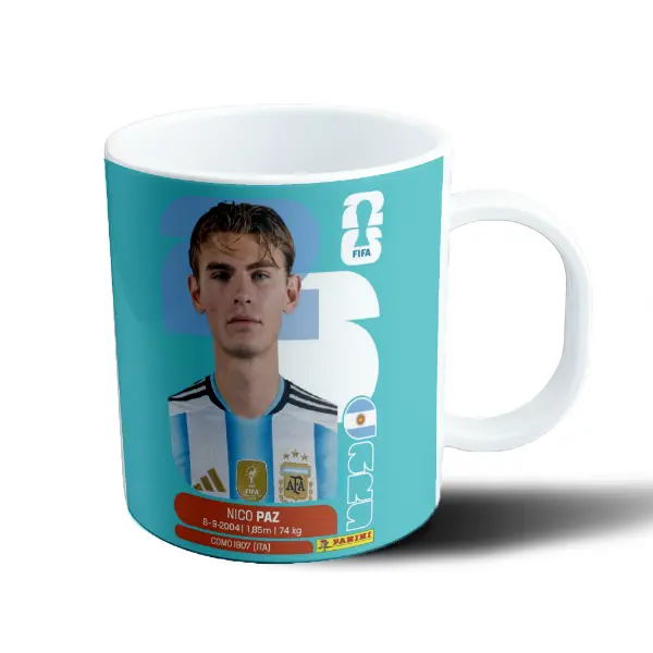 Taza de Plástico Figurita Nico Paz Selección Argentina Mundial 2026