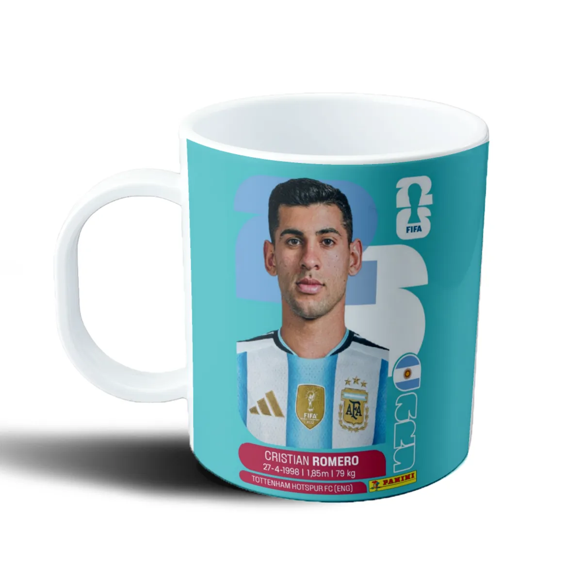 Taza de Plástico Cristian Romero Figurita Mundial 2026 Argentina - vista 2