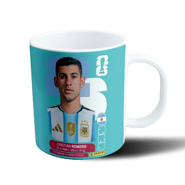 Taza de Plástico Cristian Romero Figurita Mundial 2026 Argentina