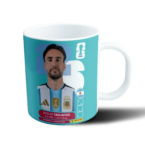 Taza de Plástico Figurita Mundial 2026 Nicolás Tagliafico Argentina