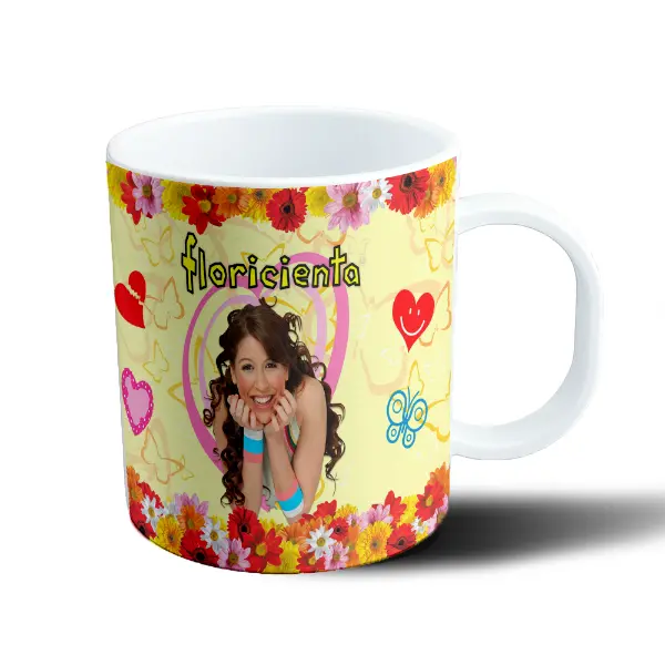 Taza de Plástico Floricienta Flores y Corazones