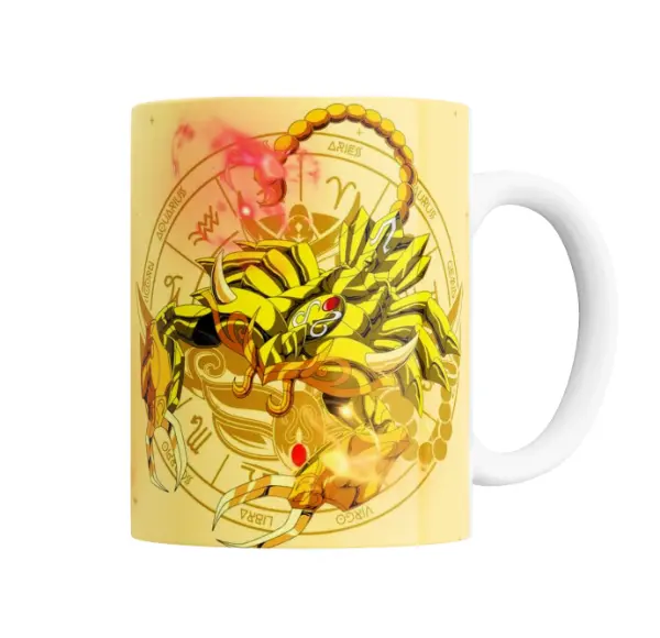 Taza de Cerámica Caballeros del Zodiaco Santo Dorado Armadura Dorada