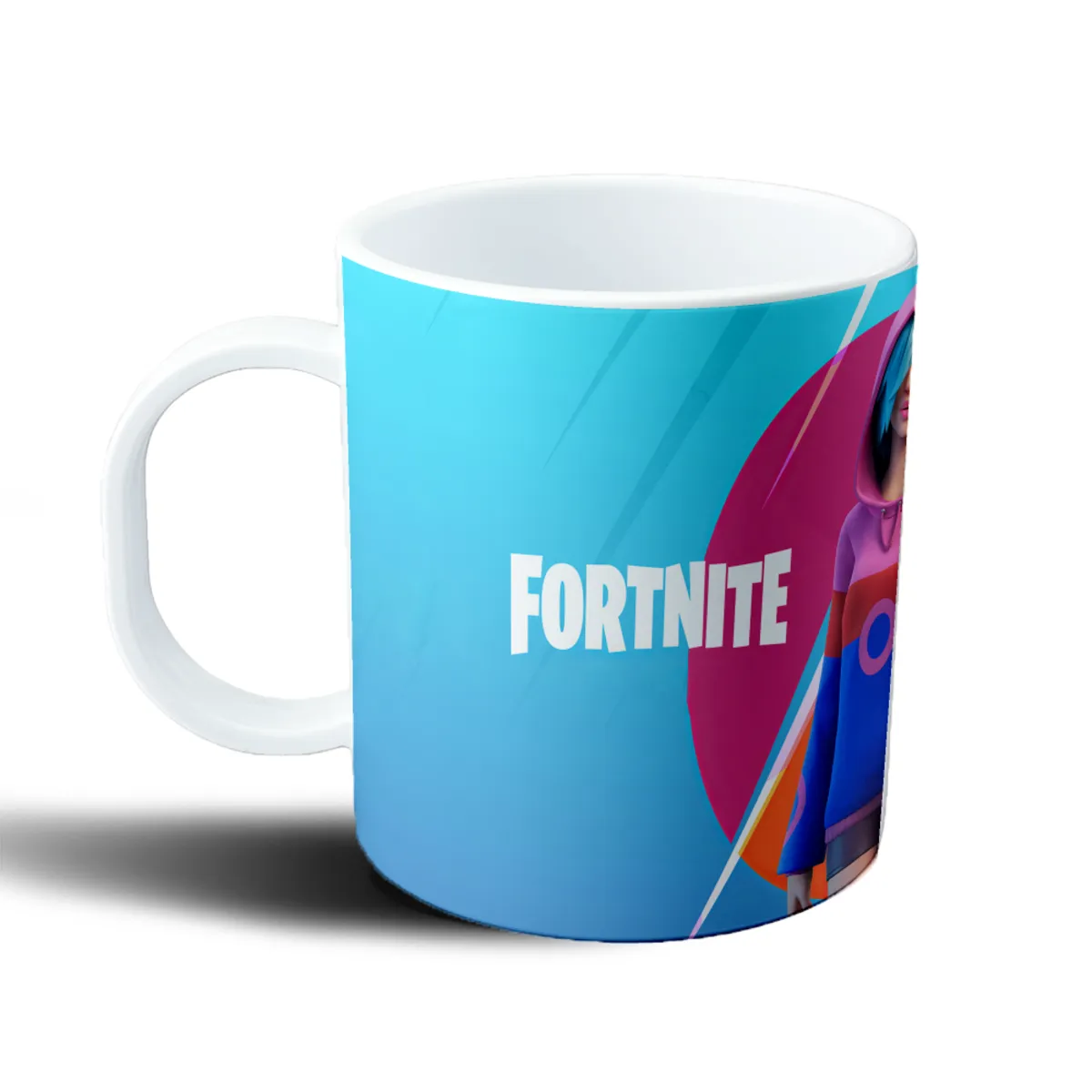 Taza de Plástico Fortnite Personaje Encapuchado Azul y Rosa - vista 2