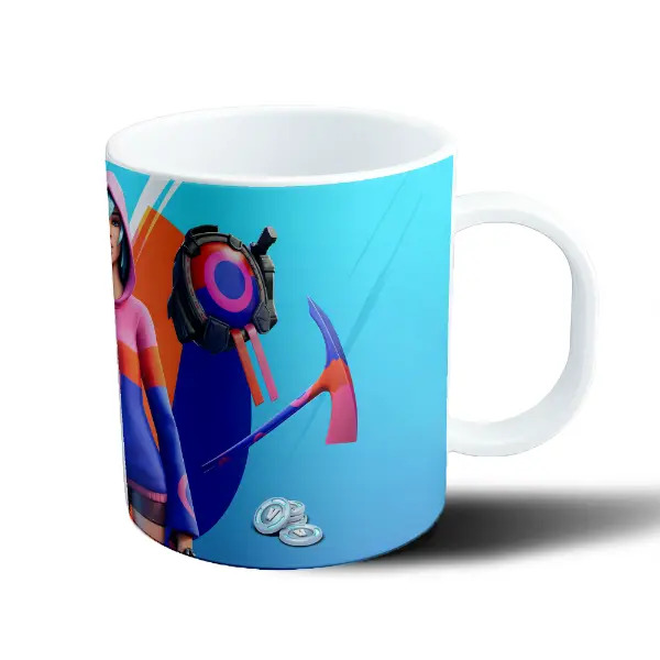 Taza de Plástico Fortnite Personaje Encapuchado Azul y Rosa