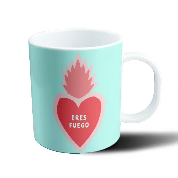 Taza de Plástico Eres Fuego Corazón Sagrado