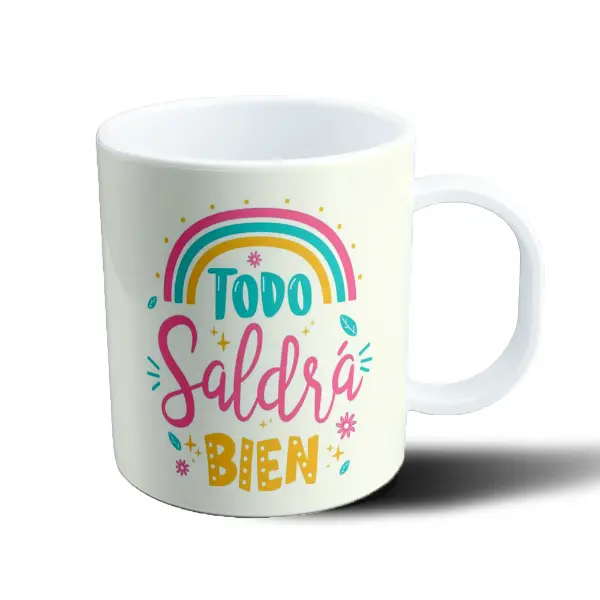 Taza de Plástico Frases Todo Saldrá Bien Arcoíris