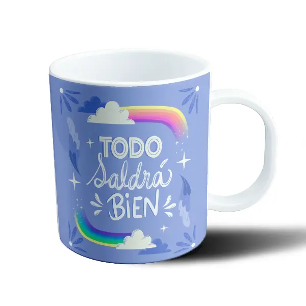 Taza de Plástico Todo Saldrá Bien Arcoíris