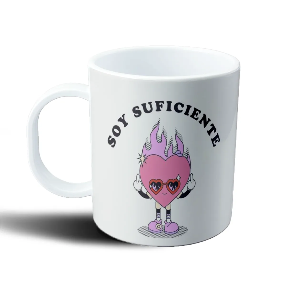 Taza de Plástico Soy Suficiente Corazón en Llamas - vista 2