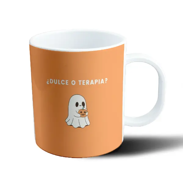 Taza de Plástico Dulce o Terapia Fantasma Calabaza