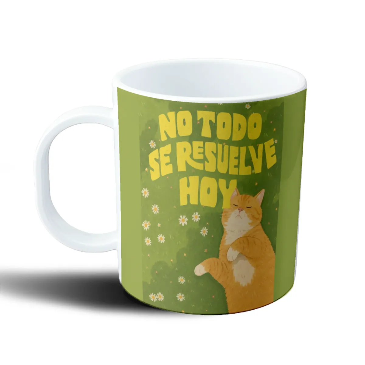 Taza de Plástico No Todo Se Resuelve Hoy Gato Naranja - vista 2