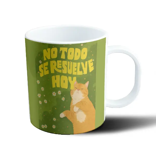 Taza de Plástico No Todo Se Resuelve Hoy Gato Naranja