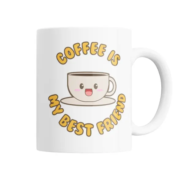 Taza de Cerámica Coffee Is My Best Friend Taza Kawaii