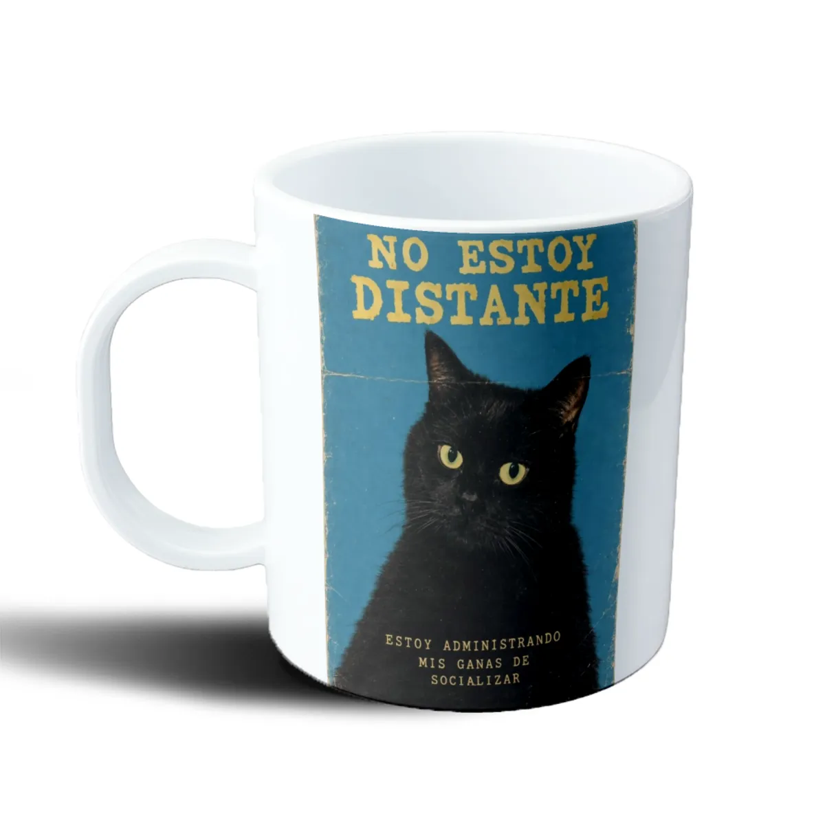 Taza de Plástico Gato Negro No Estoy Distante Administrando Mis Ganas de Socializar - vista 2