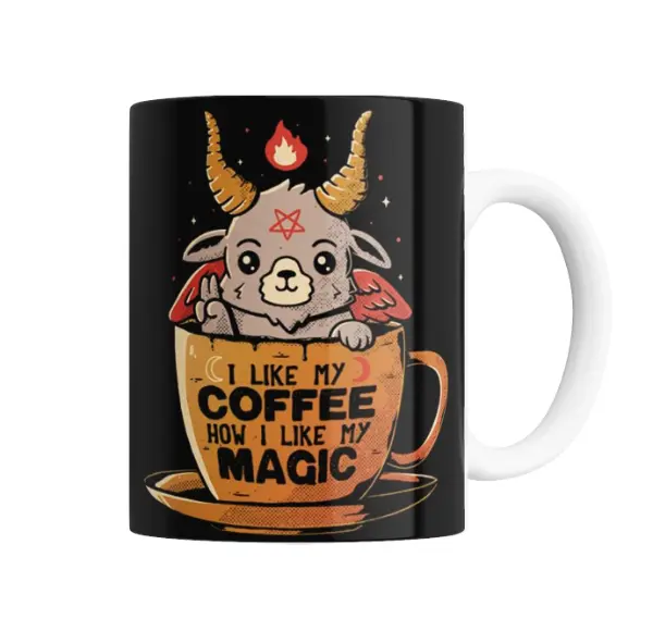 Taza de Cerámica Café Mágico con Baphomet Kawaii